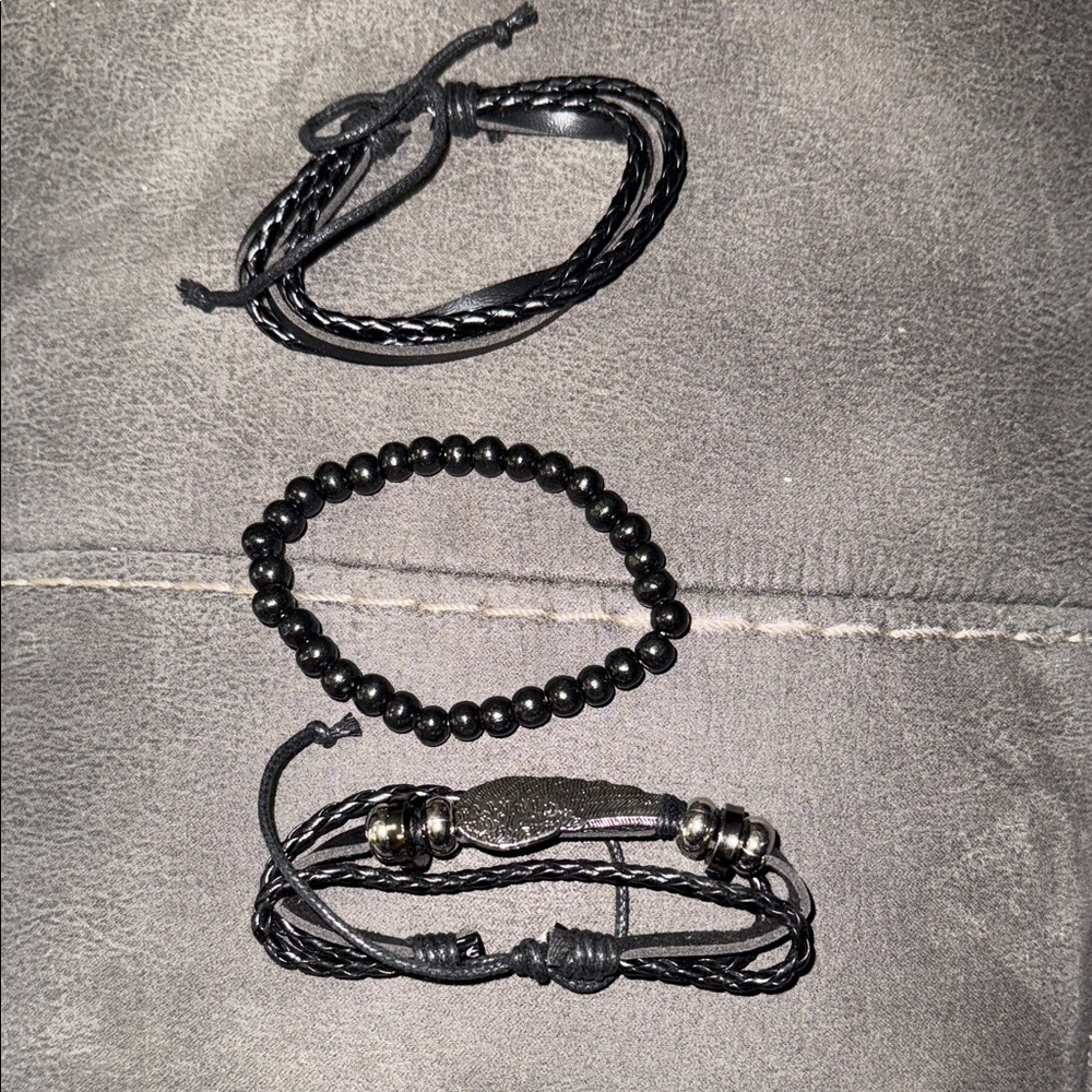 Black Beaded Bracelet Set